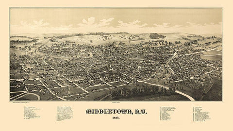 Middletown New York - Burleigh 1887  Black Ornate Wood Framed Art Print with Double Matting by Burleigh