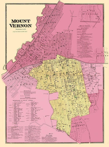 Mount Vernon New York Landowner - Beers 1868 Black Ornate Wood Framed Art Print with Double Matting by Beers