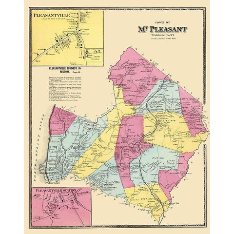 Mount Pleasant New York Landowner - 1868 White Modern Wood Framed Art Print by Beers