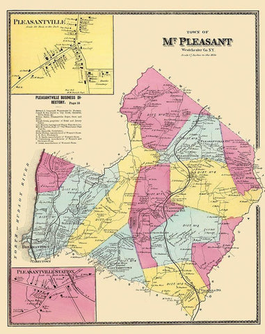 Mount Pleasant New York Landowner - 1868 Black Ornate Wood Framed Art Print with Double Matting by Beers