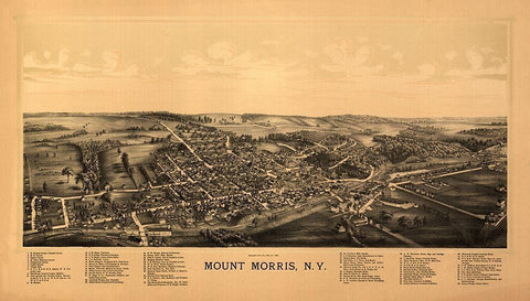 Mount Morris New York - Burleigh 1893  White Modern Wood Framed Art Print with Double Matting by Burleigh