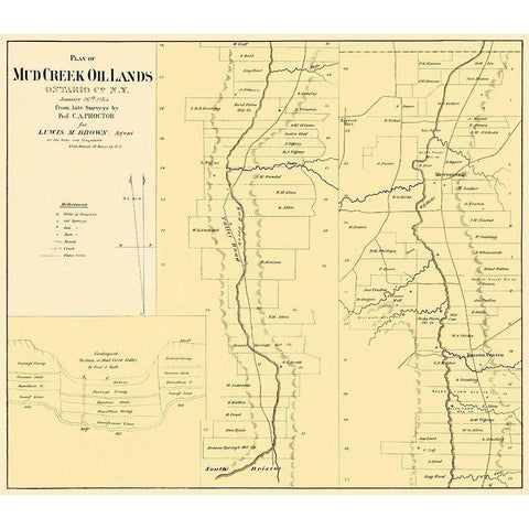 Mud Creek Oil Lands Ontario County New York Gold Ornate Wood Framed Art Print with Double Matting by Proctor