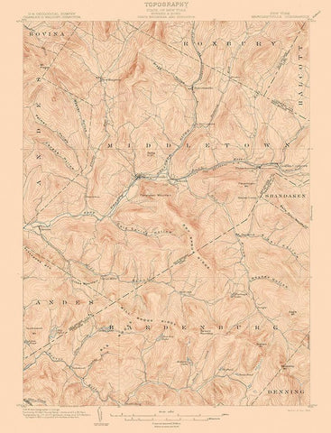 Margaretville New York Quad - USGS 1904 Black Ornate Wood Framed Art Print with Double Matting by USGS