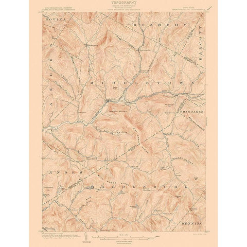 Margaretville New York Quad - USGS 1904 Black Modern Wood Framed Art Print by USGS
