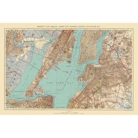 Jersey City, Hoboken, New York Bay New Jersey White Modern Wood Framed Art Print by Bien