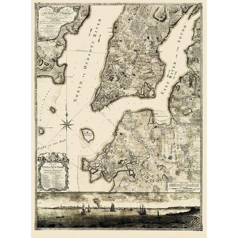 New York New York Landowner - Jefferys 1776 Gold Ornate Wood Framed Art Print with Double Matting by Jefferys