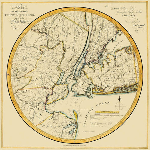 New York New York - Dunning 1812 Black Ornate Wood Framed Art Print with Double Matting by Dunning