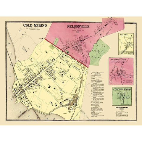 Nelsonville, Cold Springs New York Landowner Black Modern Wood Framed Art Print with Double Matting by Beers