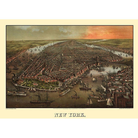 New York New York - Degen 1873 Gold Ornate Wood Framed Art Print with Double Matting by Degen