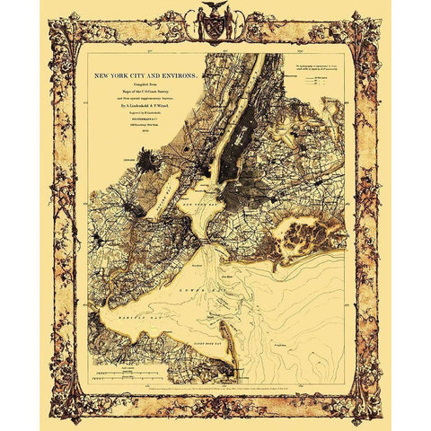 New York New York - Lindenkohl 1860 White Modern Wood Framed Art Print by Lindenkohl