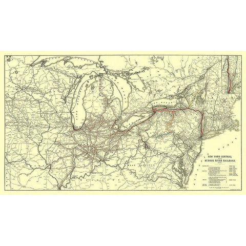 New York Central, Hudson River Railroad 1900 White Modern Wood Framed Art Print by Matthews
