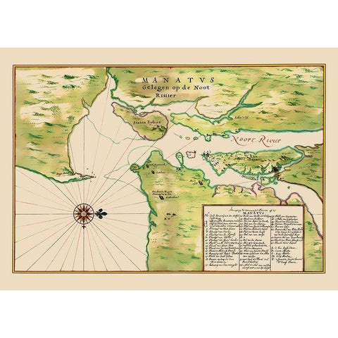 New York New York - Vinckeboons 1639 Gold Ornate Wood Framed Art Print with Double Matting by Vinckeboons