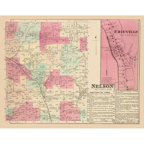 Nelson New York Landowner - Whitman 1875 Gold Ornate Wood Framed Art Print with Double Matting by Whitman