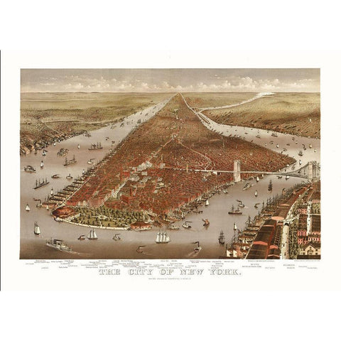 New York - Ives 1884  White Modern Wood Framed Art Print by Ives
