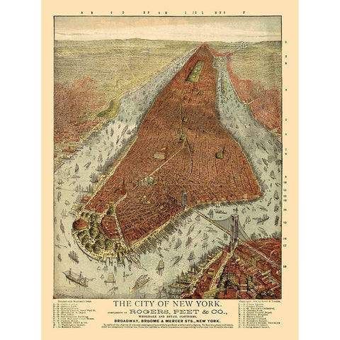 New York - Root 1879  Gold Ornate Wood Framed Art Print with Double Matting by Root