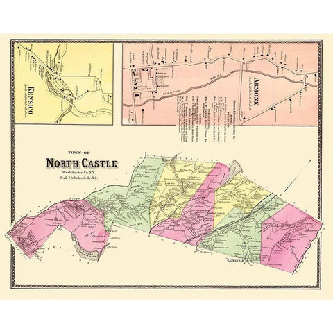 North Castle, Armonk New York Landowner Gold Ornate Wood Framed Art Print with Double Matting by Beers