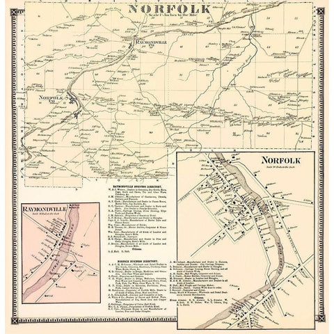 Norfolk New York Landowner - Stone 1865 Black Modern Wood Framed Art Print by Stone