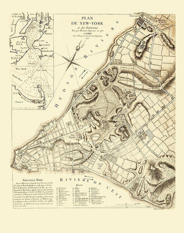 New York New York Planning - French Engineers 1775 White Modern Wood Framed Art Print with Double Matting by French Engineers
