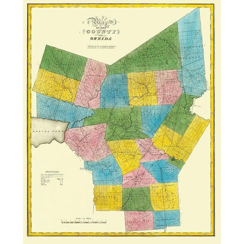 Oneida New York Landowner - Burr 1829 White Modern Wood Framed Art Print by Burr