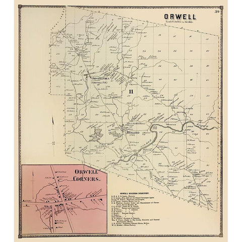 Orwell New York Landowner - Stone 1867 Gold Ornate Wood Framed Art Print with Double Matting by Stone