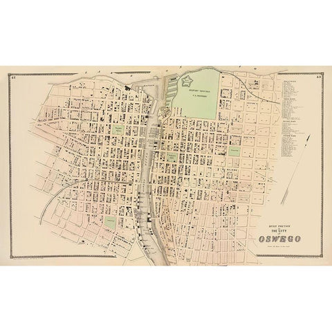 Oswego New York - Stone 1866 White Modern Wood Framed Art Print by Stone