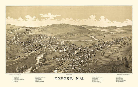 Oxford New York - Burleigh 1888  White Modern Wood Framed Art Print with Double Matting by Burleigh