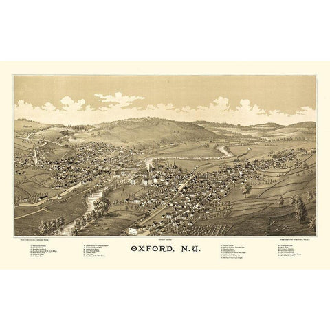 Oxford New York - Burleigh 1888  Gold Ornate Wood Framed Art Print with Double Matting by Burleigh