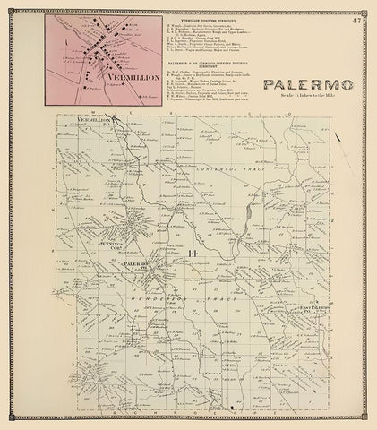 Palermo New York Landowner - Stone 1866 White Modern Wood Framed Art Print with Double Matting by Stone