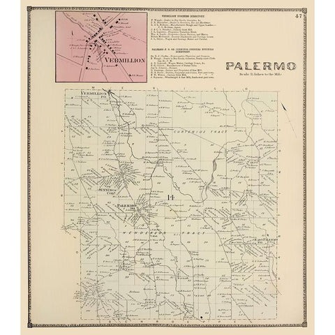 Palermo New York Landowner - Stone 1866 Black Modern Wood Framed Art Print with Double Matting by Stone