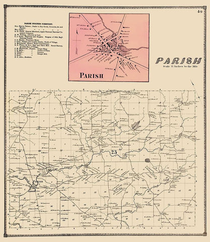 Parish New York Landowner - Stone 1866 White Modern Wood Framed Art Print with Double Matting by Stone