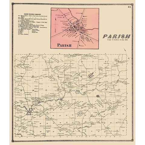 Parish New York Landowner - Stone 1866 Gold Ornate Wood Framed Art Print with Double Matting by Stone