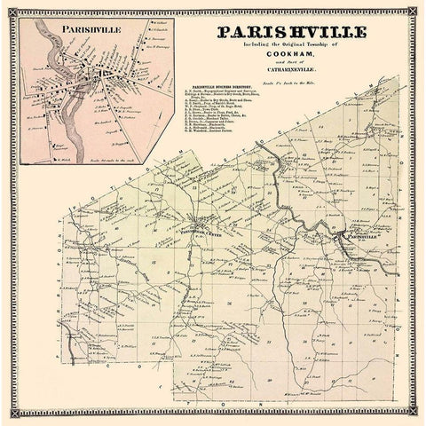 Parishville New York Landowner - Stone 1865 Gold Ornate Wood Framed Art Print with Double Matting by Stone
