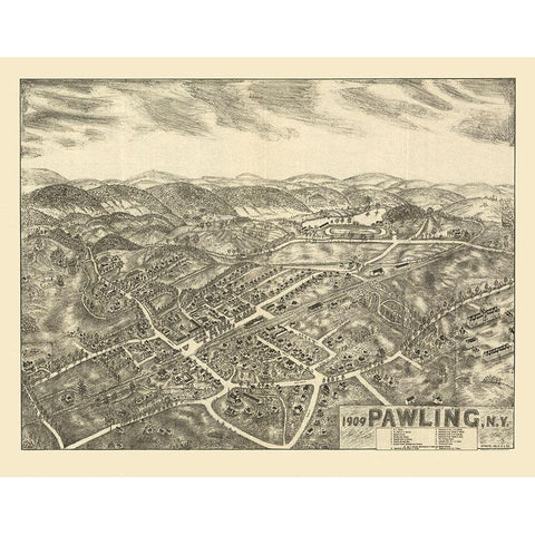 Pawling New York - Smith 1909  White Modern Wood Framed Art Print by Smith