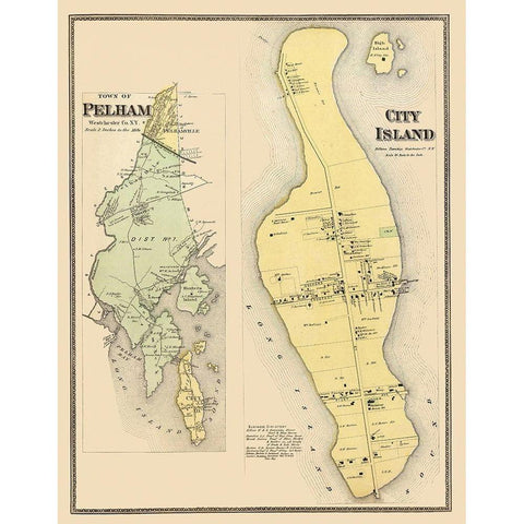 Pelham, City Island New York Landowner - Beers Black Modern Wood Framed Art Print with Double Matting by Beers