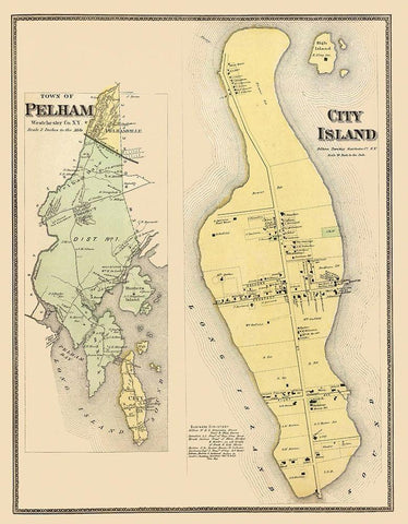 Pelham, City Island New York Landowner - Beers White Modern Wood Framed Art Print with Double Matting by Beers