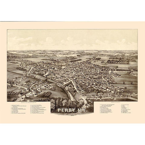 Perry New York - Norris 1892  Gold Ornate Wood Framed Art Print with Double Matting by Norris