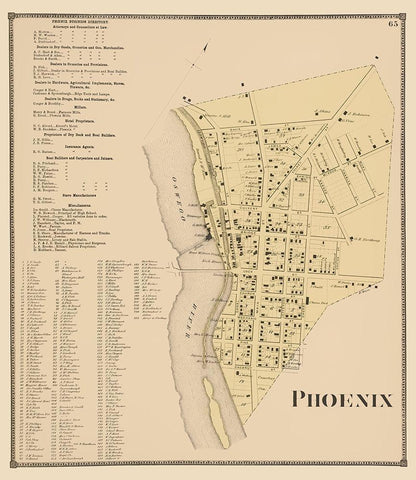 Phoenix New York Landowner - Stone 1866 Black Ornate Wood Framed Art Print with Double Matting by Stone
