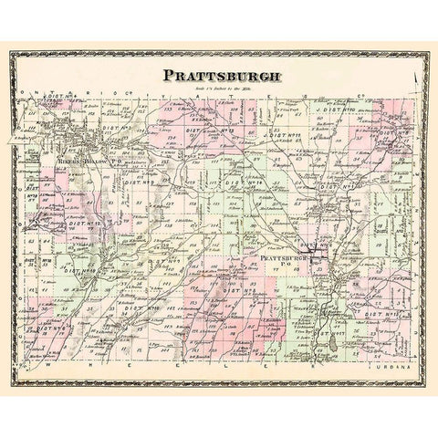 Prattsburgh New York Landowner - Beers 1873 White Modern Wood Framed Art Print by Beers