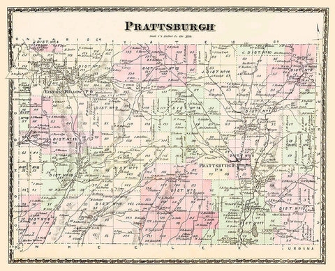 Prattsburgh New York Landowner - Beers 1873 White Modern Wood Framed Art Print with Double Matting by Beers