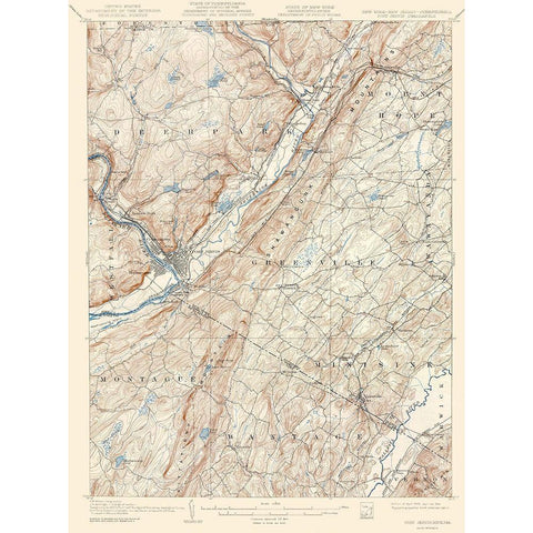 Port Jervis New York New Jersey Pennsylvania Quad Black Modern Wood Framed Art Print by USGS