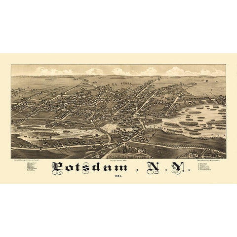 Potsdam New York - Burleigh 1885  White Modern Wood Framed Art Print by Burleigh