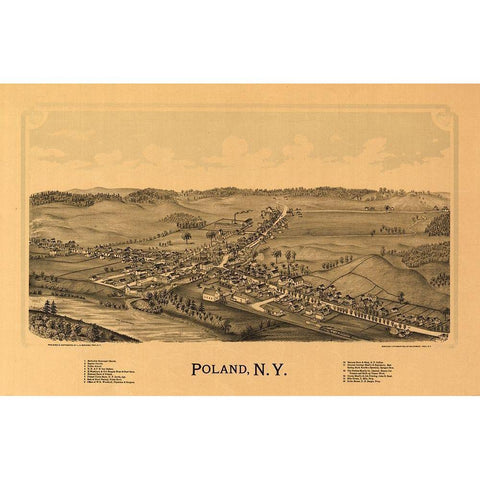 Poland New York - Burleigh 1890  White Modern Wood Framed Art Print by Burleigh