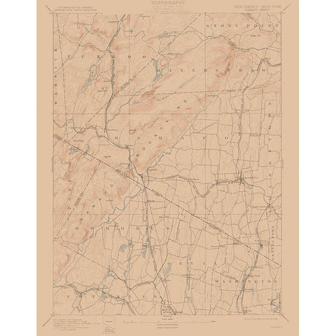 Ramapo New York Sheet - USGS 1893 White Modern Wood Framed Art Print by USGS