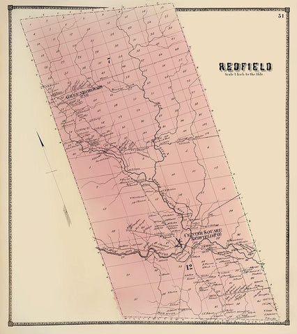 Redfield New York Landowner - Stone 1866 Black Ornate Wood Framed Art Print with Double Matting by Stone