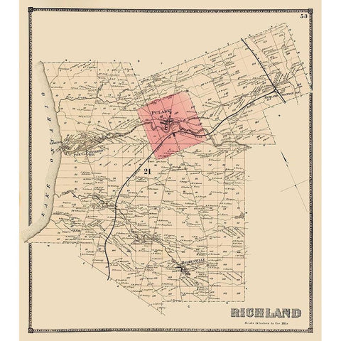 Richland New York Landowner - Stone 1866 Black Modern Wood Framed Art Print with Double Matting by Stone