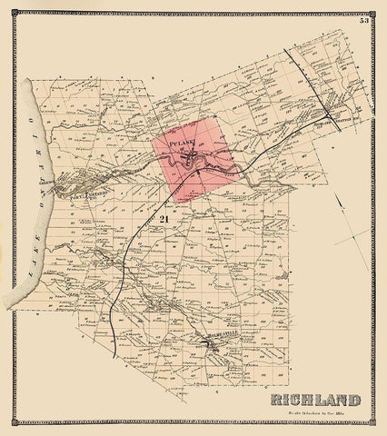 Richland New York Landowner - Stone 1866 Black Ornate Wood Framed Art Print with Double Matting by Stone
