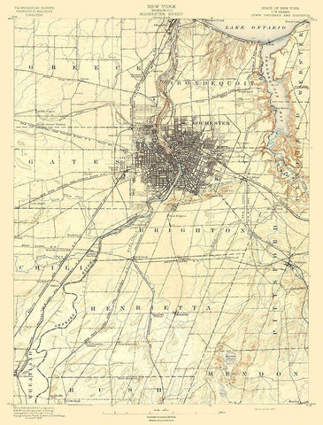 Rochester New York Sheet - USGS 1895 White Modern Wood Framed Art Print with Double Matting by USGS