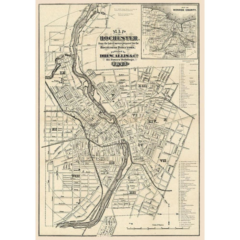 Rochester New York - Allis 1872  Gold Ornate Wood Framed Art Print with Double Matting by Allis