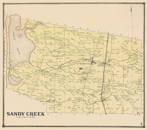 Sandy Creek New York Landowner - Stone 1866 Black Ornate Wood Framed Art Print with Double Matting by Stone