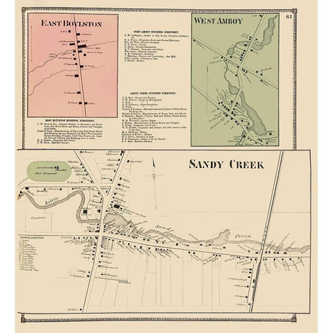 Sandy Creek Business District New York Landowner Gold Ornate Wood Framed Art Print with Double Matting by Stone